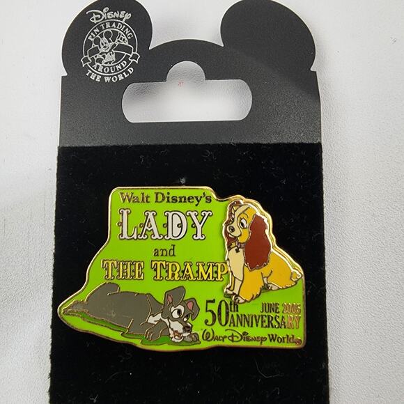 Disney Pin Lady and the Tramp 50th Anniversary LE 2000 Stacked Pin Green - Picture 2 of 6